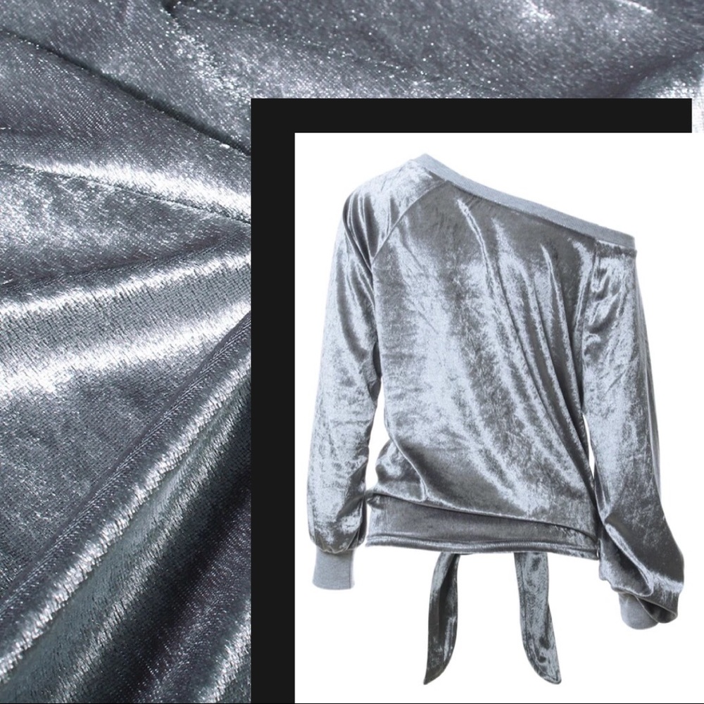 Off Shoulder Velvet Long Sleeve Tie Front Hem NWT - Picture 4 of 8